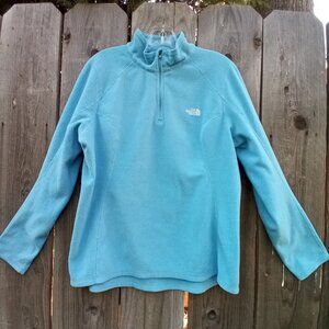 The North Face Sweater XL Light Blue Pullover Long Sleeves 1/4 Zip High Neck